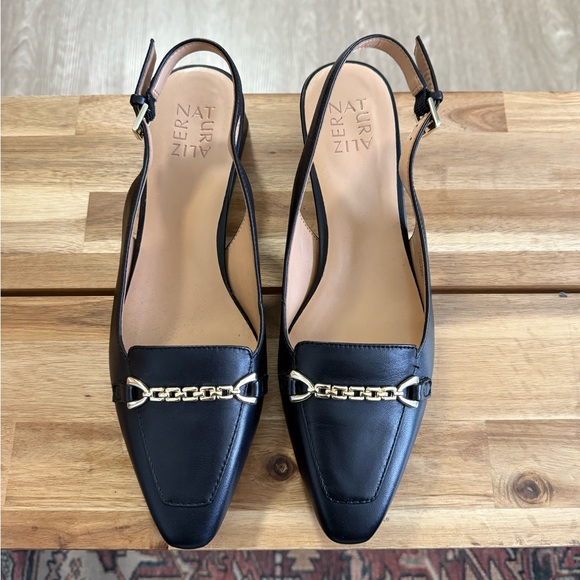 NEW Naturalizer Black Chain Detail Slingback Flats - Picture 1 of 4